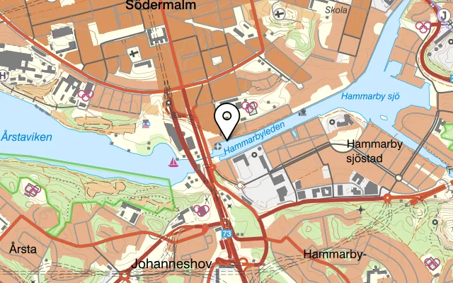 Karta som visar Thaiboat på Kajplats 301, Norra Hammarbyhamnen, 116 41 Stockholm
