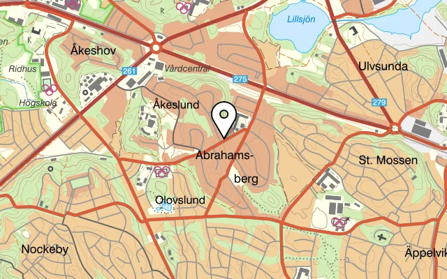 Karta som visar Pizzeria La Bella på Gustav III:s v 30, 168 30 Bromma