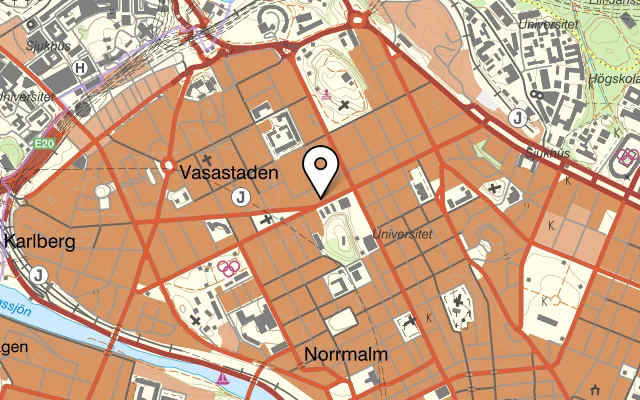 Karta som visar Bryggeriet på Odengatan 60, 113 22 Stockholm
