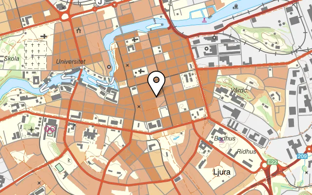 Karta som visar Lingonfabriken på Olai kyrkogata 37, 602 32 Norrköping