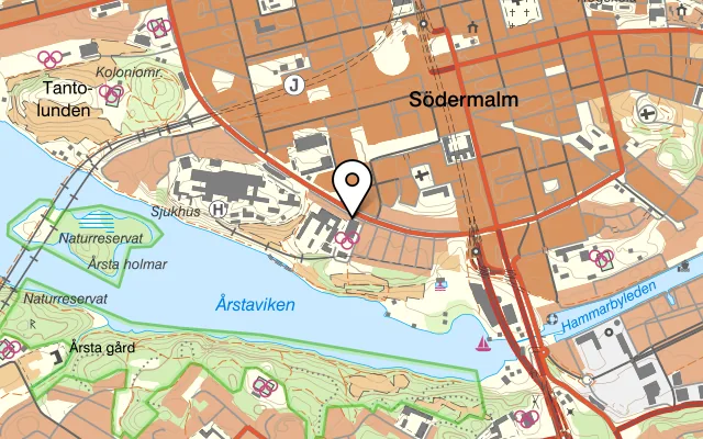 Karta som visar Eriksdalshallens Mat & Café på Ringvägen 68, 118 61 Stockholm