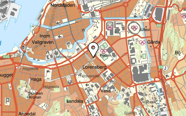 Karta som visar Restaurant Kometen på Vasagatan 58, 411 37 Göteborg