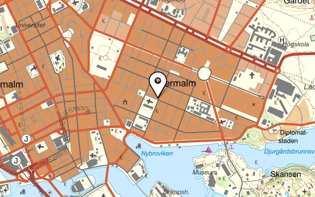 Karta som visar Ciao Ciao Grande på Storgatan 11, 114 44 Stockholm