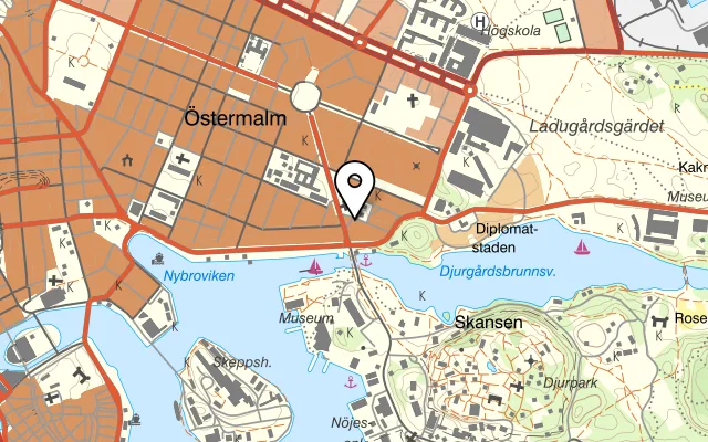 Karta som visar Kasten Bistro & Vinbar på Fredrikshovsgatan 4, 115 23 Stockholm