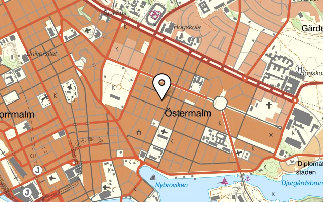 Karta som visar Nybrogatan 38 på Nybrogatan 38, 114 40 Stockholm