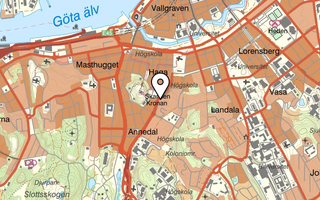 Karta som visar Tre Indier på Skanstorget 7, 411 22 Göteborg