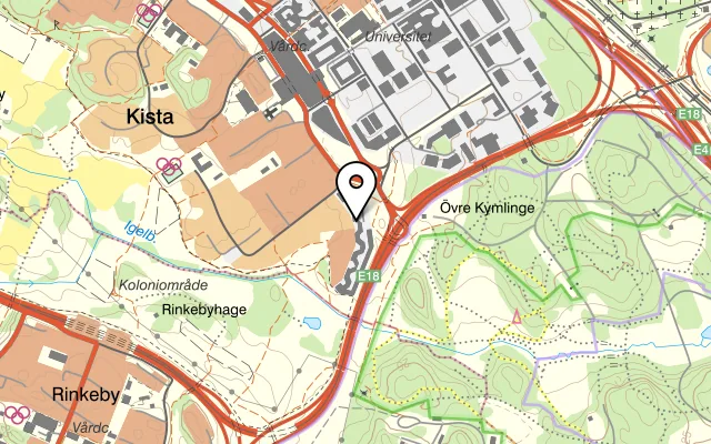 Karta som visar Årvinge krog på Kronborgsgränd 9, 164 46 Kista