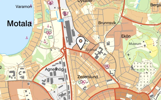 Karta som visar Restaurang Lyckan på Storgatan 26, 591 38 Motala