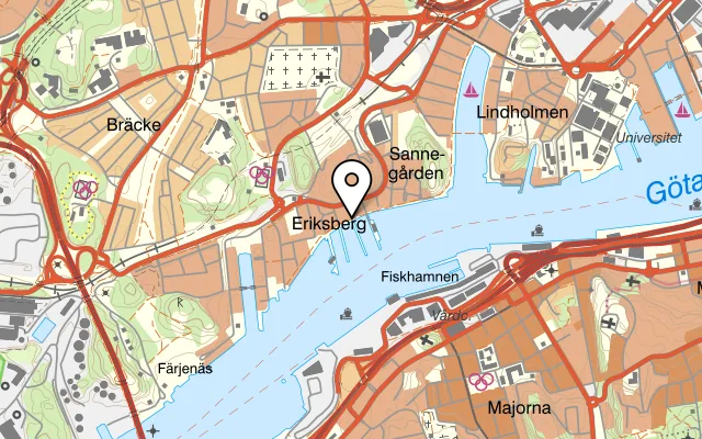 Karta som visar Kvarnpirens konditori & café på Belegatan 7, 417 64 Göteborg