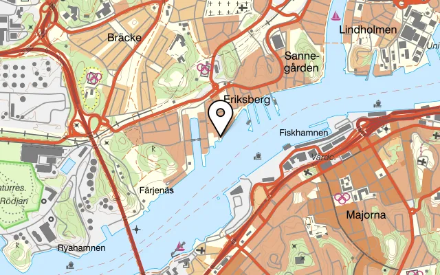 Karta som visar Sushi Eriksberg på Maskinkajen 25, 417 64 Göteborg
