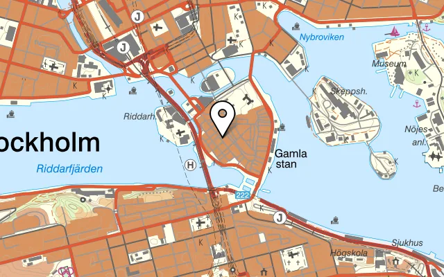 Karta som visar Gamla stan hof på Stora Nygatan 25, 111 27 Stockholm