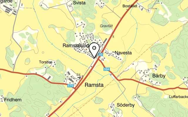 Karta som visar Ramsta Pizzeria på Ramstalundsvägen 2, 755 91 Uppsala