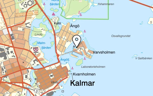 Karta som visar Slipkajen på Utrustningskajen 15 39230, 392 30 Kalmar