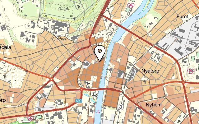 Karta som visar Yoss restaurang på Storgatan 35, 302 43 Halmstad