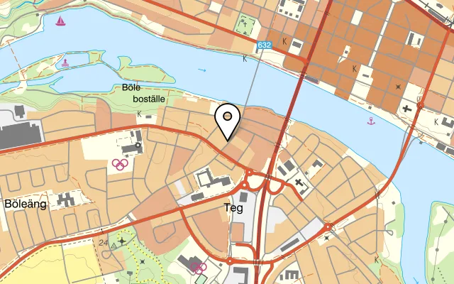 Karta som visar Charlies kök på Bryggargatan 10, 904 31 Umeå