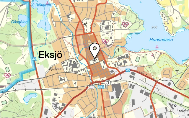 Karta som visar Backstugan på Greta Garbos väg 3, 169 40 Solna