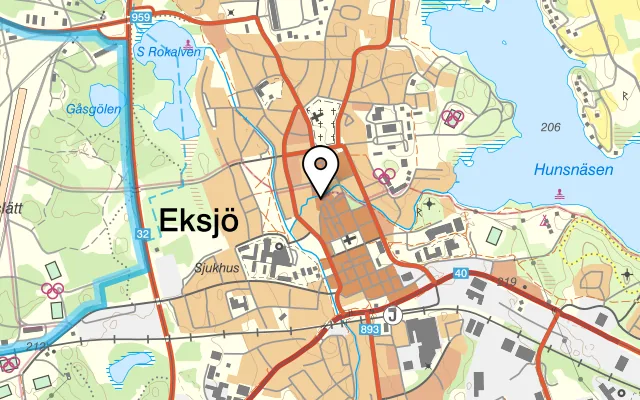 Karta som visar Krusagården på Kaserngatan 16, 575 35 Eksjö