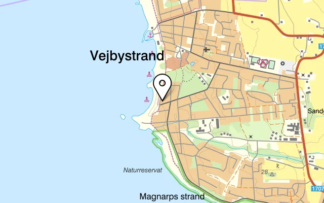 Karta som visar Puben Vejbystrand på Hamnvägen 3, 266 52 Vejbystrand, Sweden