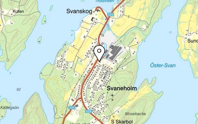 Karta som visar Pizzeria Svanskog på Smedjegatan 1E, 662 50 Svanskog