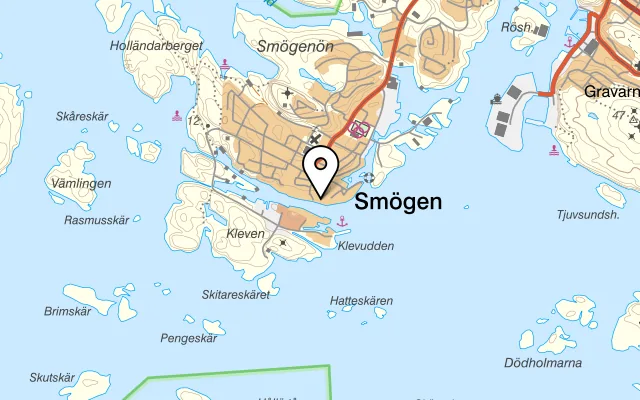 Karta som visar Lagergrens på Madenvägen 12, 456 51 Smögen