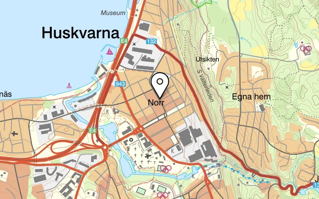 Karta som visar Pizzeria Biblos på Drottninggatan 18, 561 30 Huskvarna