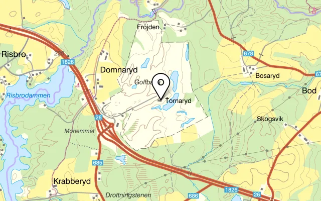 Karta som visar Sand Golf club restaurang på Tornaryd, 564 91 Bankeryd