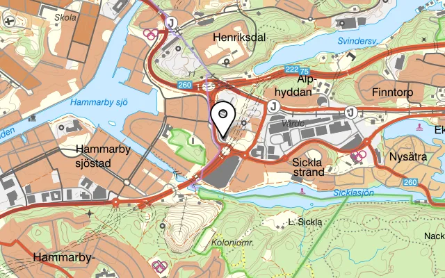 Karta som visar Sicklagården på Hesselmans Torg 12, 131 54 Nacka