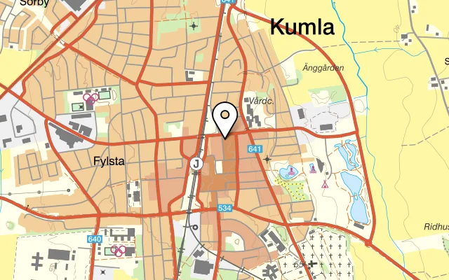 Karta som visar Pizzeria Mona-Lisa på Trädgårdsgatan 3, 692 31 Kumla