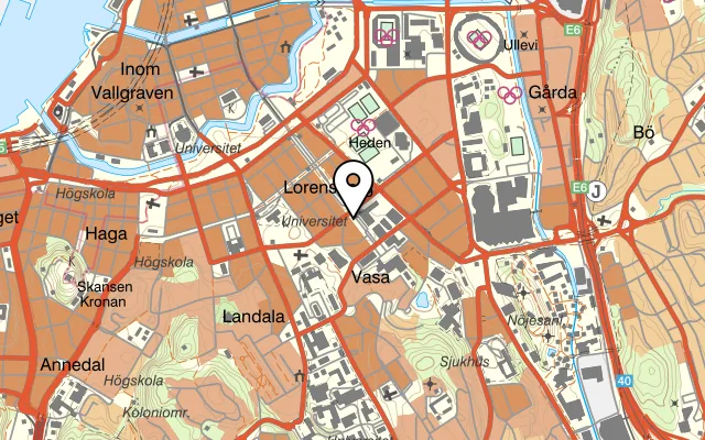 Karta som visar Evas Paley på Kungsportsavenyen 39, 411 36 Göteborg