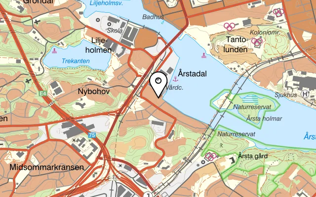 Karta som visar DIN-DIN Club på Sjövikstorget 8, 117 60 Stockholm
