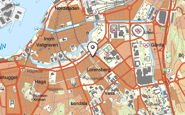 Karta som visar La Gondola på Kungsportsavenyen 4, 411 36 Göteborg