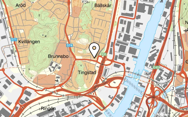Karta som visar Johanssons Krog på Nya Tingstadsgatan 1, 422 44 Hisings Backa
