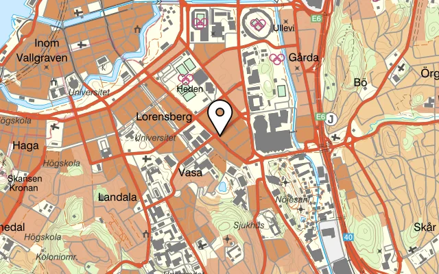 Karta som visar Berzelius Bar & Matsal på Södra Vägen 20, 412 54 Göteborg