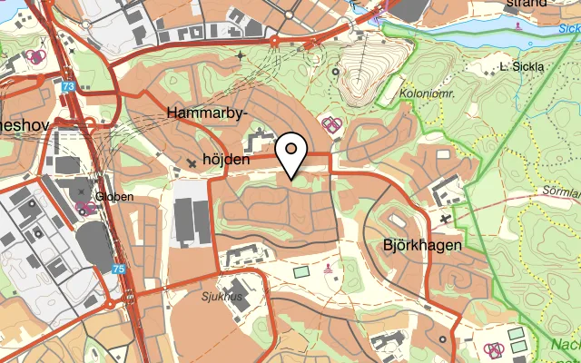 Karta som visar Lampans Thaifood på Tidaholmsplan 21, 121 48 Johanneshov