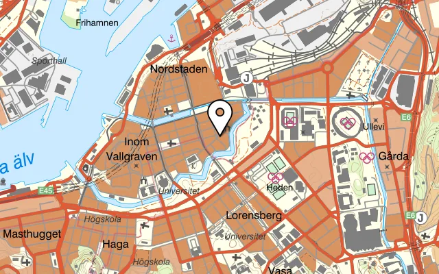 Karta som visar In Between på Haga kyrkogata 14, 411 23 Göteborg