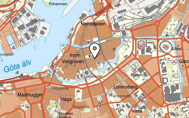 Karta som visar Pour Bon på Vallgatan 36, 411 16 Göteborg