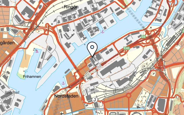 Karta som visar Kooperativet Pagoden på Gullbergs Strandgata 15, 411 04 Göteborg