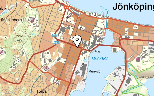 Karta som visar Tandori palace på Kungsgatan 3, 553 31 Jönköping