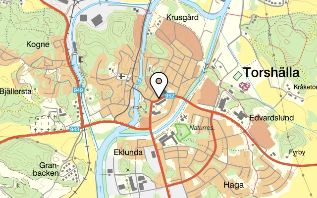 Karta som visar Restaurang Bamse på Aliforsgatan 1A, 644 32 Torshälla