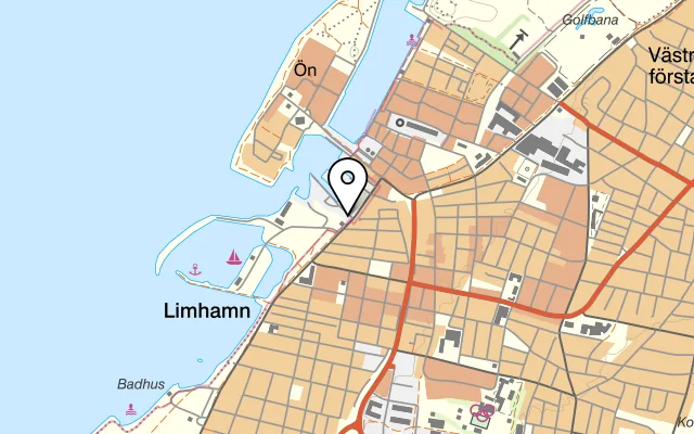 Karta som visar Limhamns fiskrökeri på Strandgatan 17 B, 216 12 Limhamn