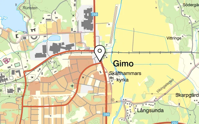 Karta som visar Gimo värdshus på Uppsalavägen 25, 747 42 Gimo