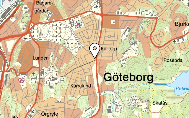 Karta som visar Torps Café på Kyrkåsgatan 13C, 416 56 Göteborg