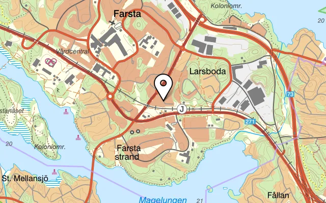 Karta som visar Tsuyo sushi på Tsuyo Sushi & Poke, Brattforsgatan 10, 123 50 Farsta