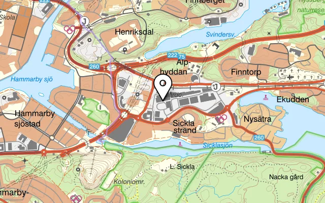 Karta som visar Bistro Sickla på Marcusplatsen 17, 131 54 Dieselverkstaden