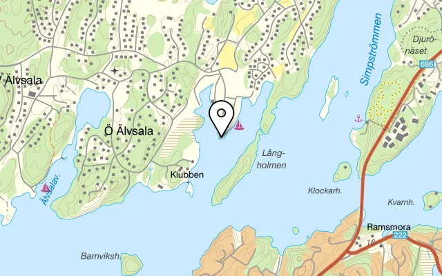 Karta som visar Bullandö Krog på Bullandö Marina Krog, 139 56 Värmdö