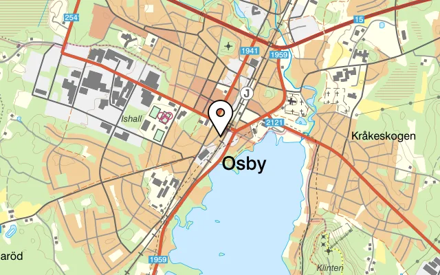Karta som visar Vingården på Tryckerigatan 5, 283 32 Osby