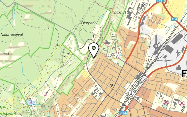 Karta som visar Mössebergsgården på Scheelegatan 44, 521 30 Falköping