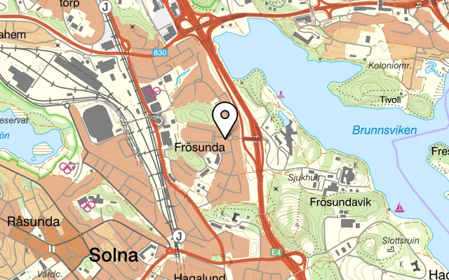 Karta som visar Indian Plaza på Gustav III:s Boulevard 43, 169 73 Solna