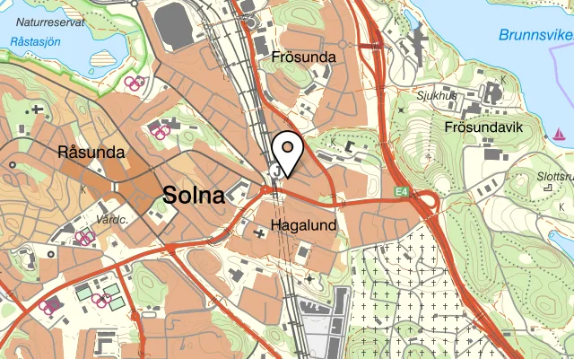 Karta som visar Sazna Fusion på Rättarvägen 8, 169 68 Solna
