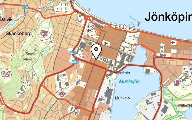 Karta som visar Evergreen Restaurang & Pizzeria på Klostergatan 19, 553 17 Jönköping
